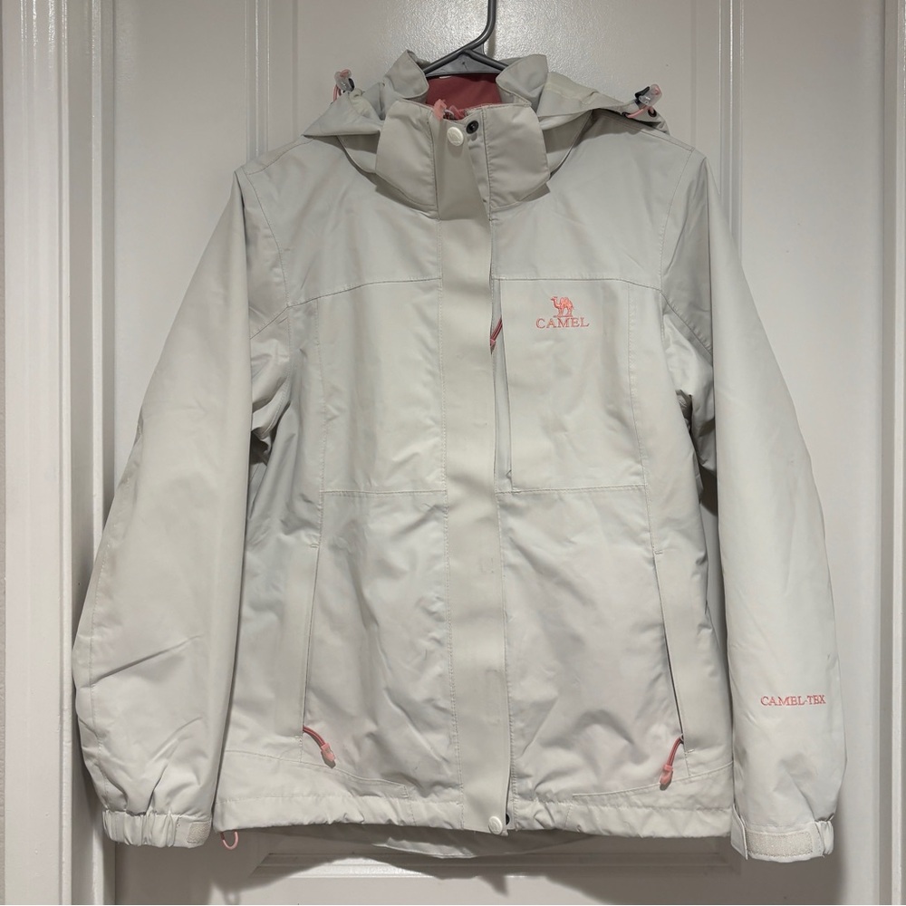 Camel white & pink waterproof snow jacket